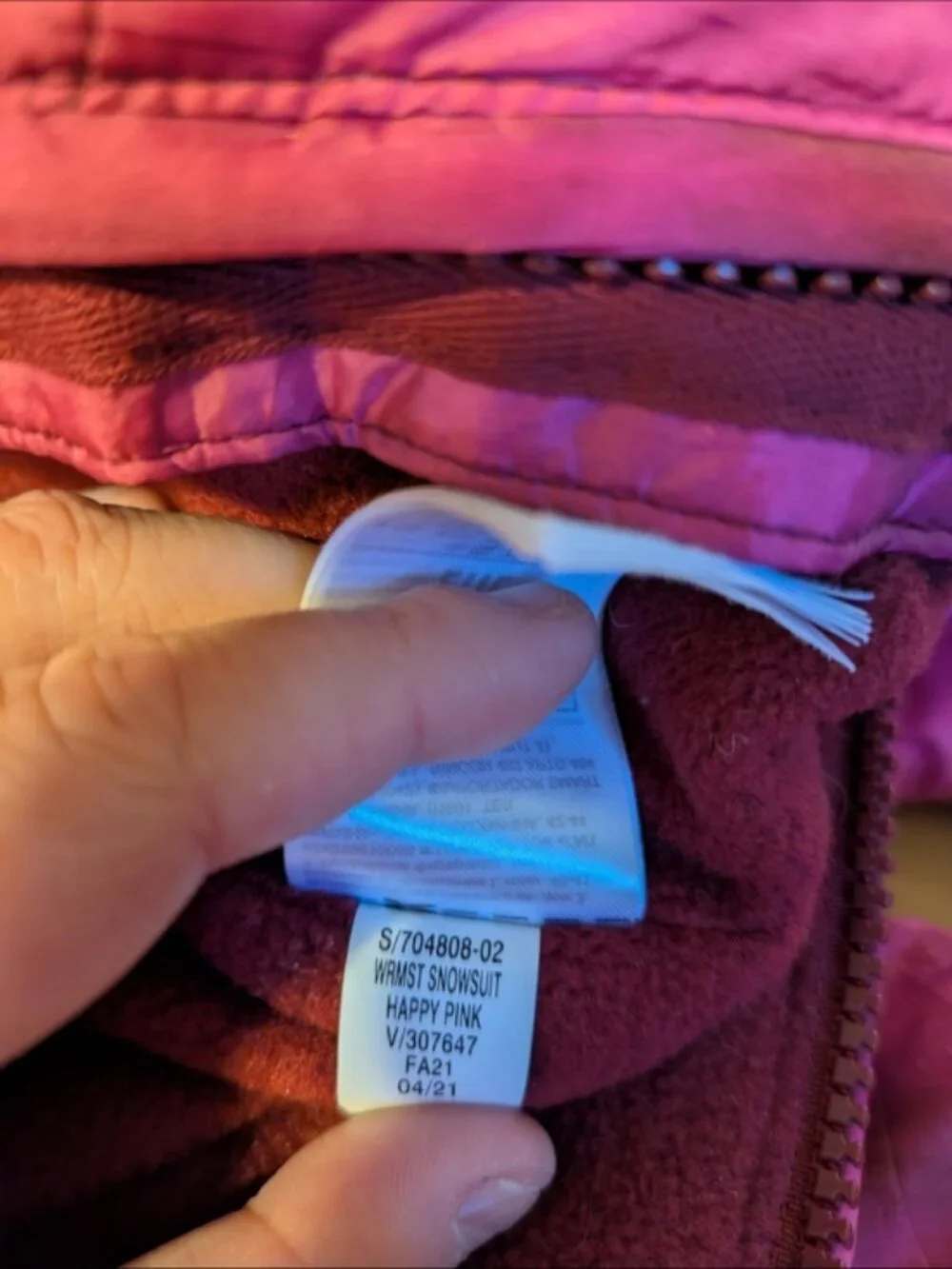 NWOT Baby Gap Primaloft Puffer Snowsuit Happy Pink 6-12m Warmest Hooded Zip - Picture 10 of 10
